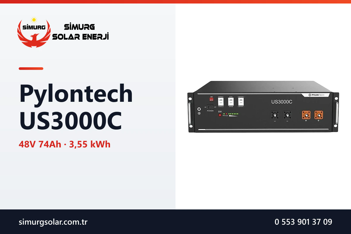 Pylontech US3000C: 48V 3,55 kWh Lityum Akü Özellikleri ve Kullanımı - Simurg Solar Enerji